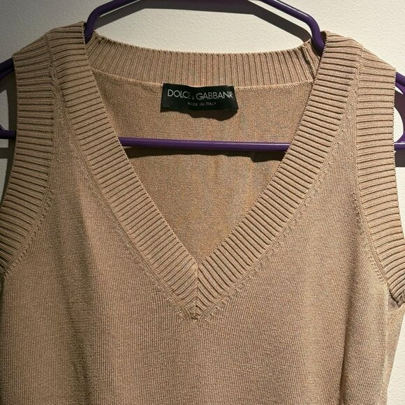 Dolce & Gabbana - Beige V-Neck Sweater Vest - Picture 2 of 2